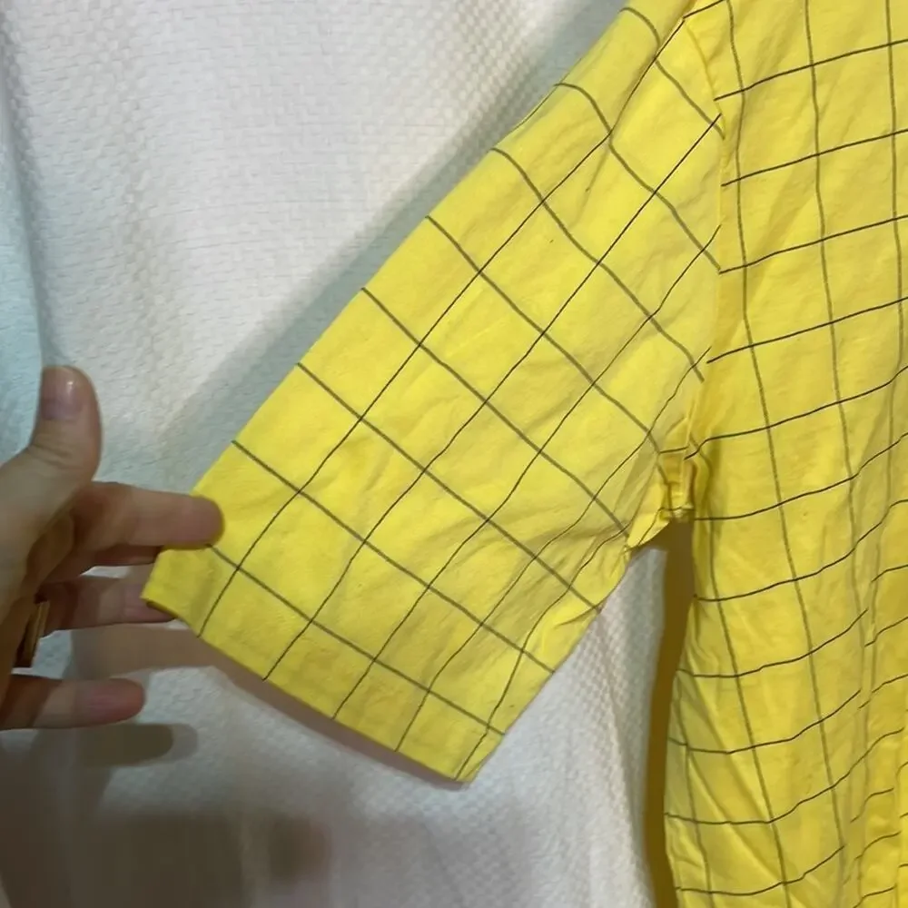 Ralph Lauren L mens polo golf yellow navy window pain polo shirt euc